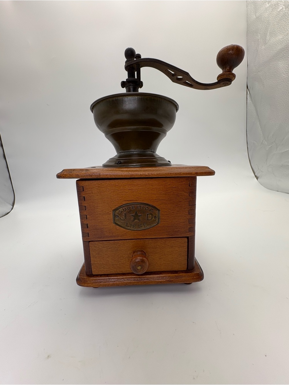Superior J&D Liege Wood Finish Manual Coffee Grinder with  Metal Hopper